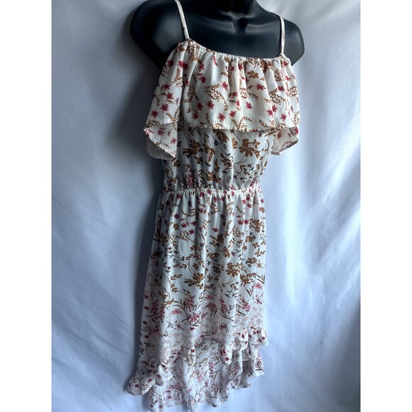 American Rag Ruffles Floral Midi Dress Hi Lo Off Shoulder Boho M Prairie Cottage - Picture 3 of 9